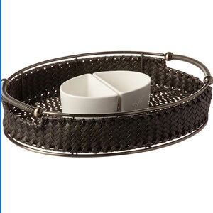 WOVEN OVAL SERVING TRAY CHIP DIP SET INDOOR OUTDOOR PLATTER NIB